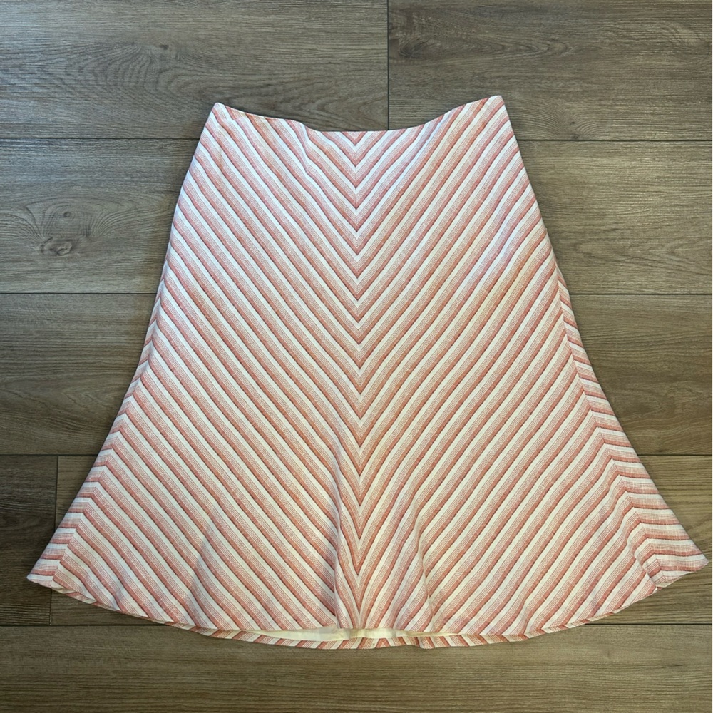 Ann‎ Taylor LOFT Linen Blend Chevron Stripe A-Line Skirt Size 0